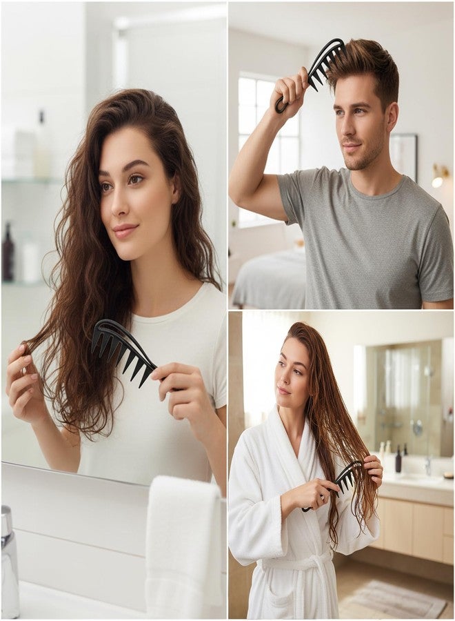 Macuezu 2 Pcs Wide Comb for Curly Hair, Large Shark Teeth Hair Combs, Wide Tooth Comb, Anti-Static Black Hairs Styling Hairstyle Tool, Barber Salon - Image 5